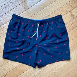 Marks & Spencer Dark Blue Swim Trunks with Red Pattern